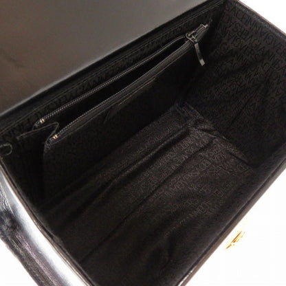 Versace Handbag Leather Black Sun Sun Vintage Women