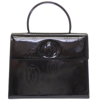 Cartier Handbag Patent Leather Black Happy Birthday Women