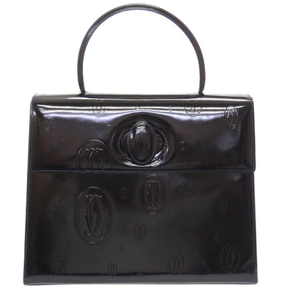 Cartier Handbag Patent Leather Black Happy Birthday Women