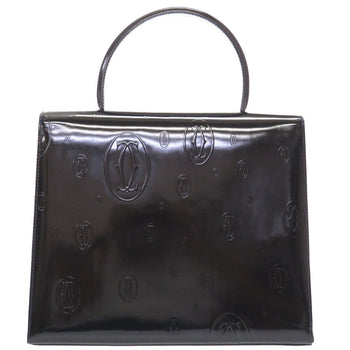 Cartier Handbag Patent Leather Black Happy Birthday Women