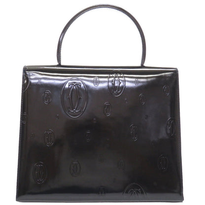 Cartier Handbag Patent Leather Black Happy Birthday Women