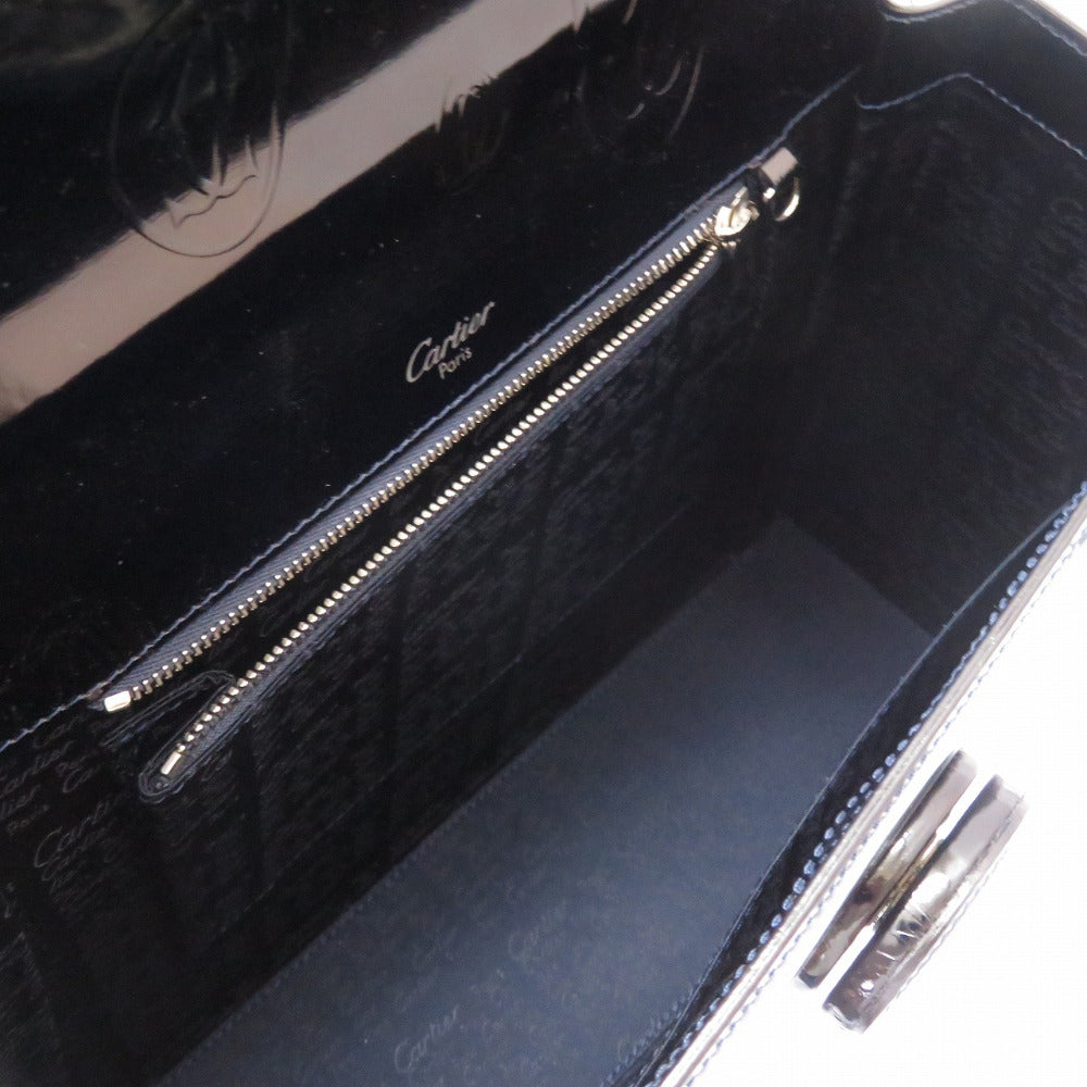 Cartier Handbag Patent Leather Black Happy Birthday Women