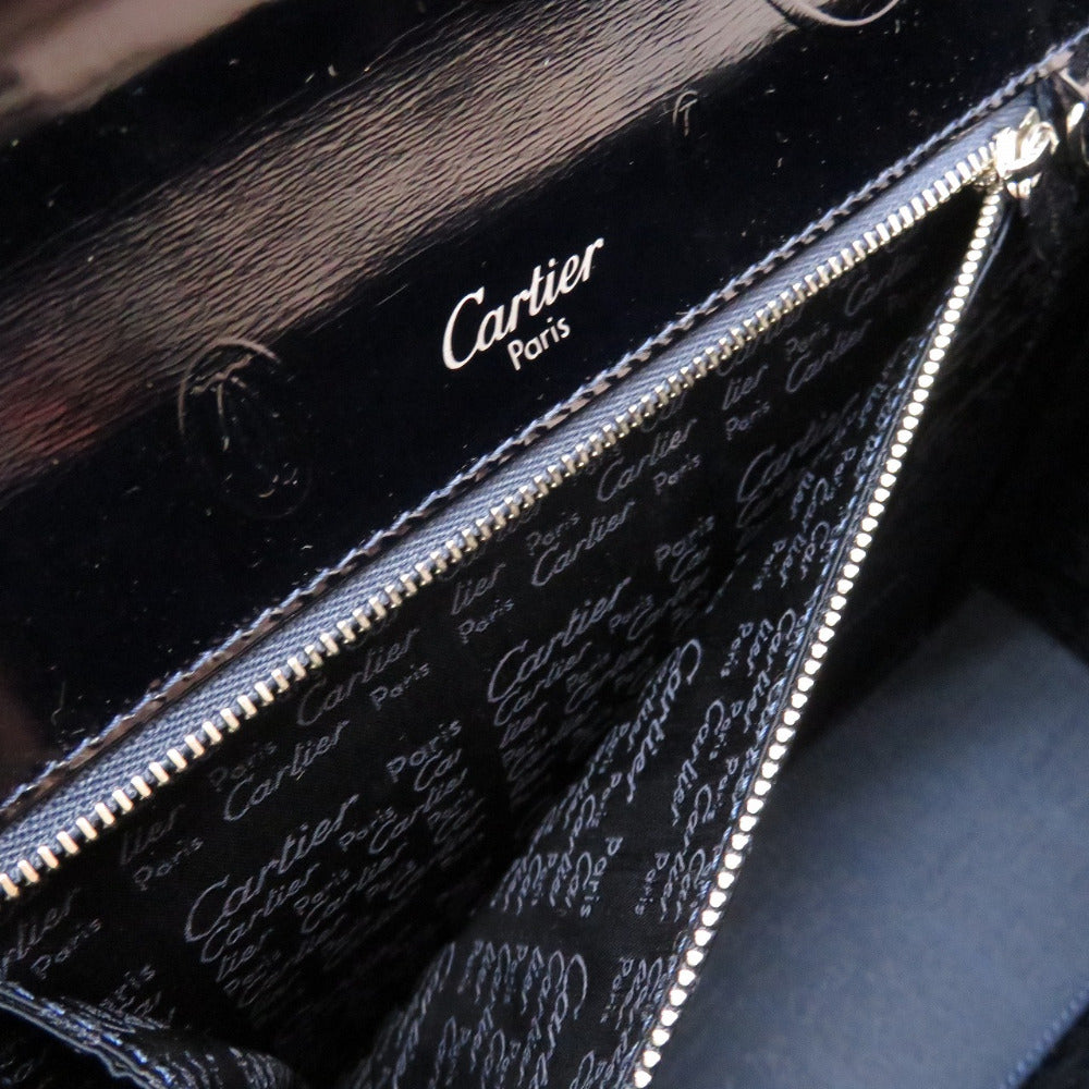 Cartier Handbag Patent Leather Black Happy Birthday Women