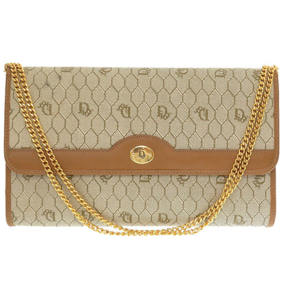 Christian Dior Shoulder Bag Pvc, Leather Beige Honeycomb Pattern Women