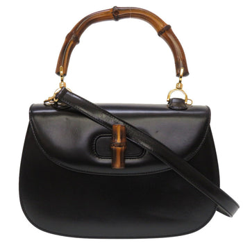 Gucci Handbag 000 46 0633 Leather X Bamboo Black Women