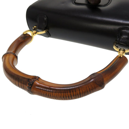 Gucci Handbag 000 46 0633 Leather X Bamboo Black Women