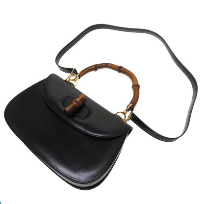 Gucci Handbag 000 46 0633 Leather X Bamboo Black Women