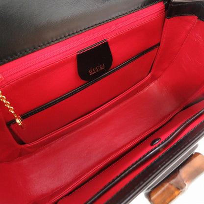 Gucci Handbag 000 46 0633 Leather X Bamboo Black Women