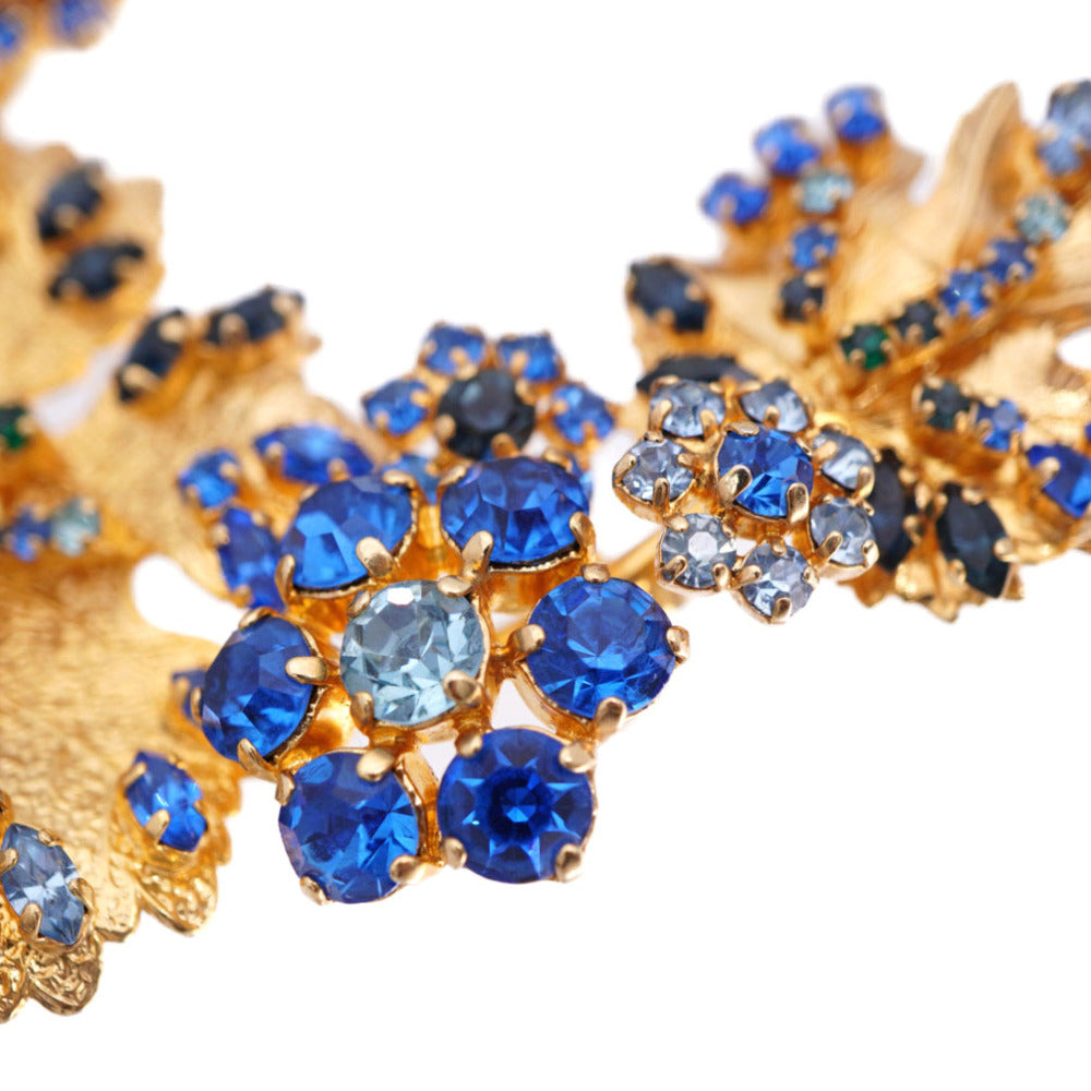 Dior Necklace Metal, Rhinestone Gold Vintage Rhinestone Necklace Leaf Motif Women