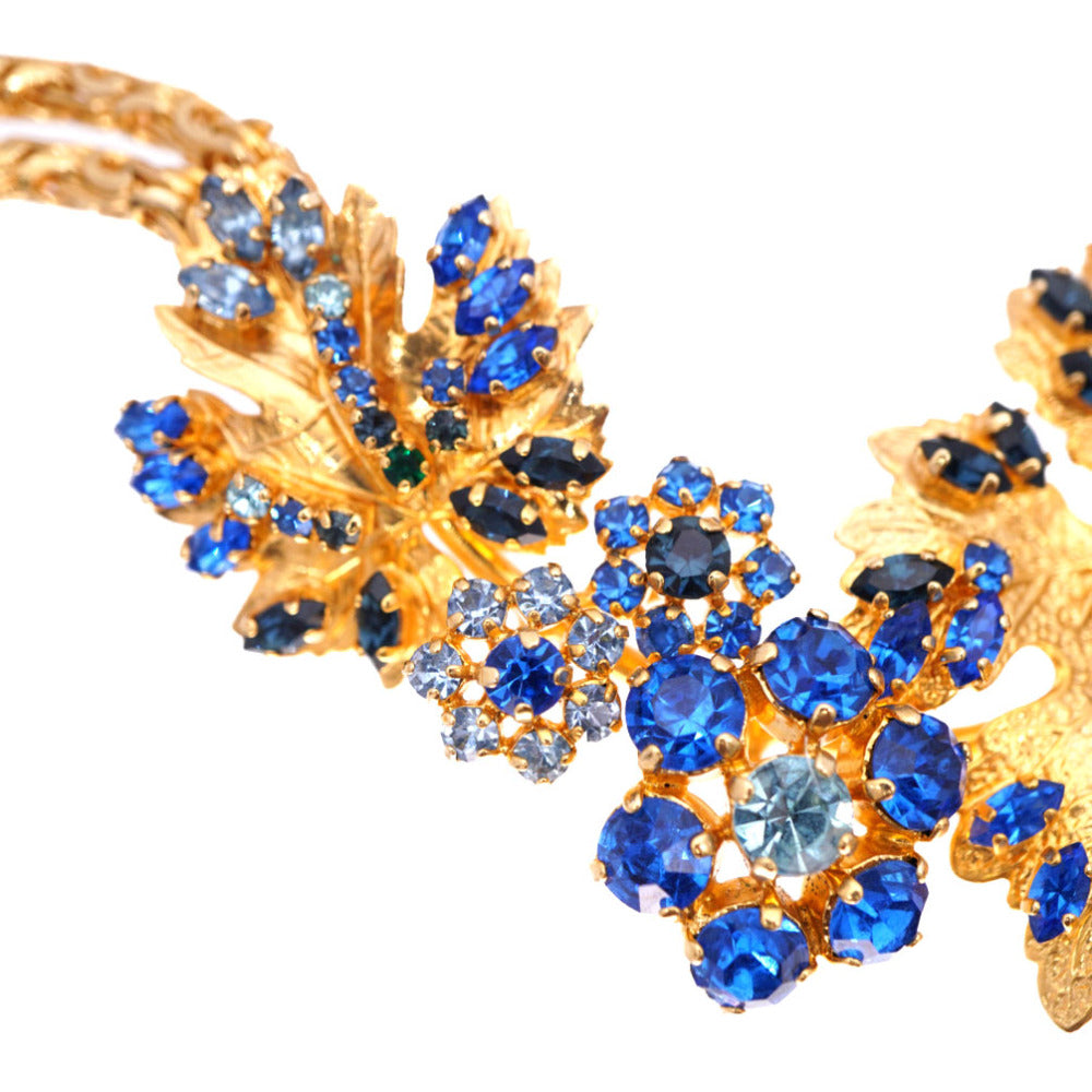 Dior Necklace Metal, Rhinestone Gold Vintage Rhinestone Necklace Leaf Motif Women