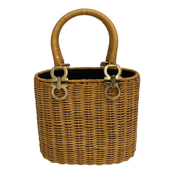 Salvatore Ferragamo Handbag Rattan Beige Gancini Women