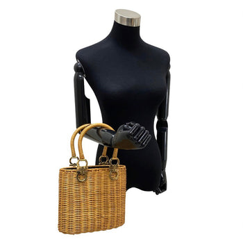 Salvatore Ferragamo Handbag Rattan Beige Gancini Women