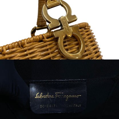 Salvatore Ferragamo Handbag Rattan Beige Gancini Women