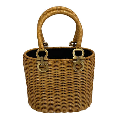 Salvatore Ferragamo Handbag Rattan Beige Gancini Women