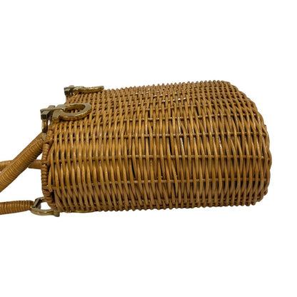Salvatore Ferragamo Handbag Rattan Beige Gancini Women