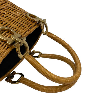 Salvatore Ferragamo Handbag Rattan Beige Gancini Women