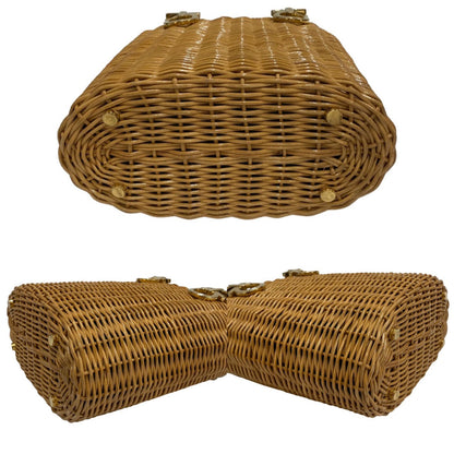 Salvatore Ferragamo Handbag Rattan Beige Gancini Women