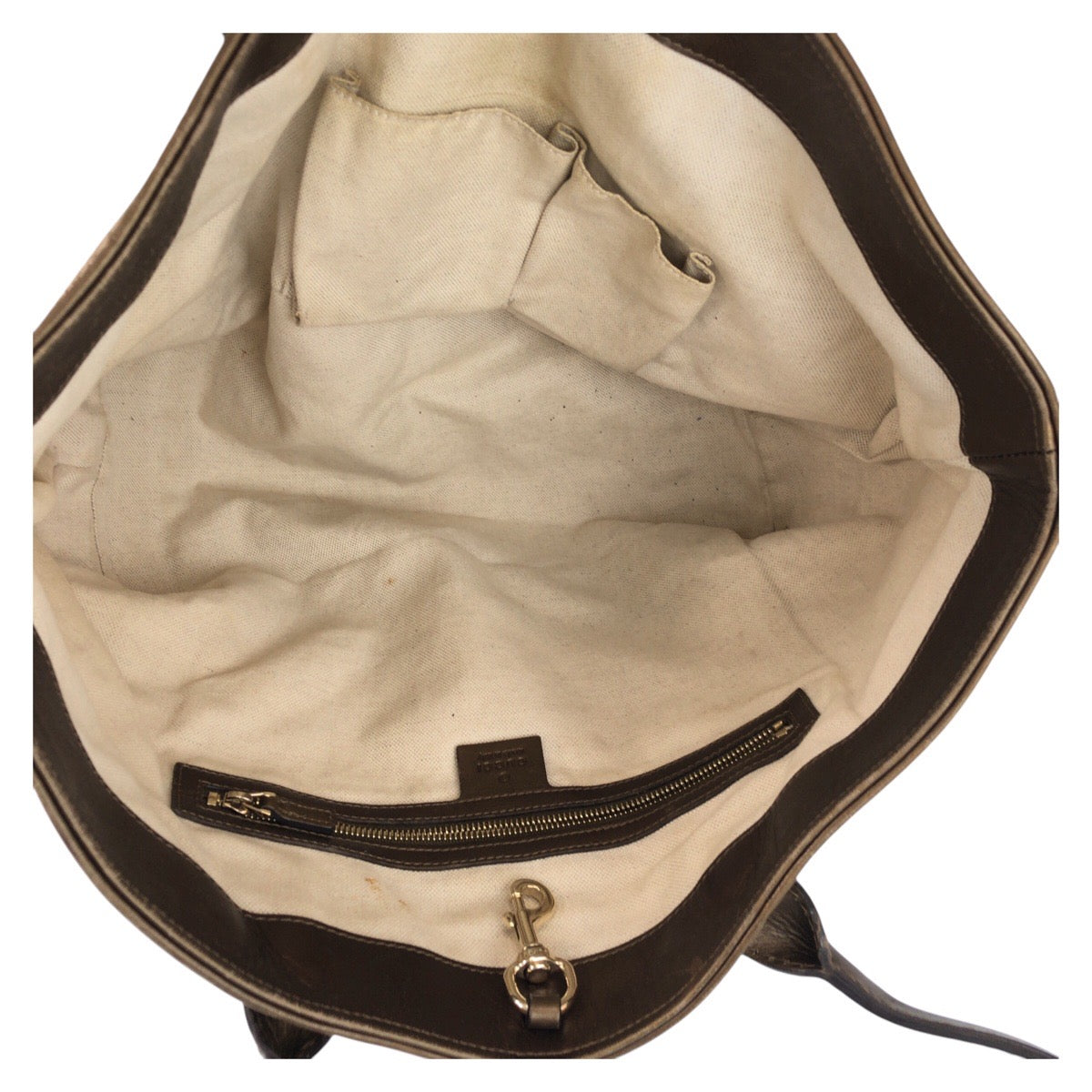 Gucci Tote Bag 269956 Gg Canvas, Leather Brown Gold Metal Tote Bag Shoulder Bag Women