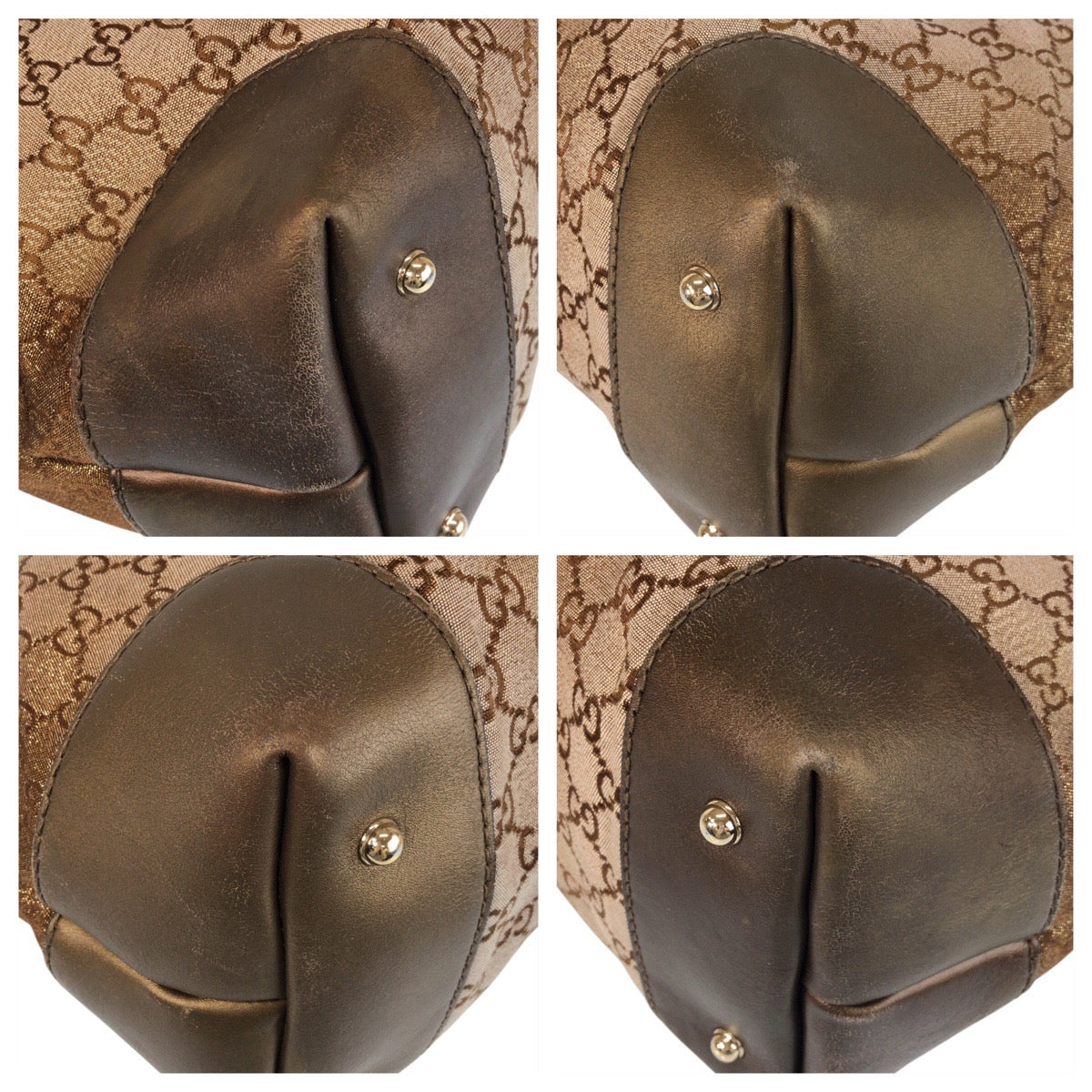 Gucci Tote Bag 269956 Gg Canvas, Leather Brown Gold Metal Tote Bag Shoulder Bag Women