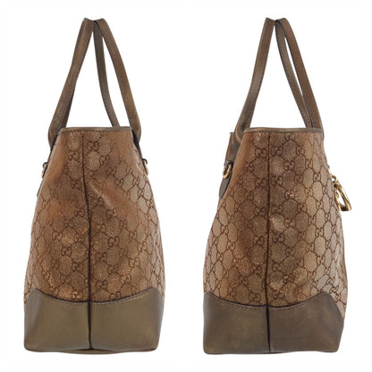 Gucci Tote Bag 269956 Gg Canvas, Leather Brown Gold Metal Tote Bag Shoulder Bag Women