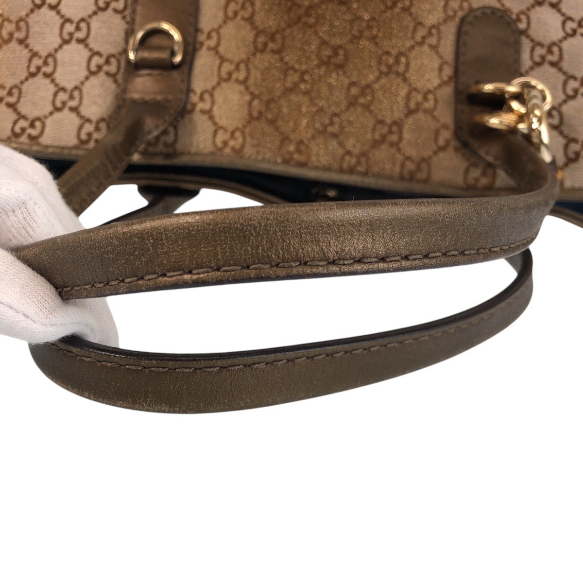 Gucci Tote Bag 269956 Gg Canvas, Leather Brown Gold Metal Tote Bag Shoulder Bag Women