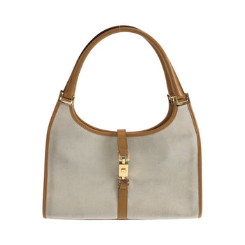 Gucci Shoulder Bag 002 1068 Suede, Leather Gray Camel Gold Metal Jackie Women
