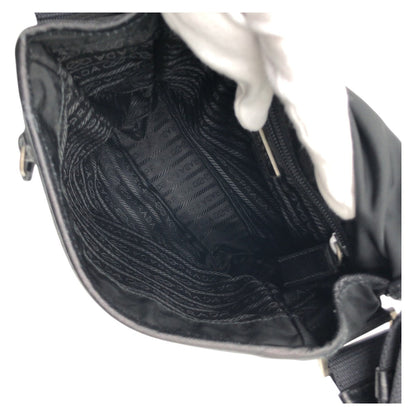 Prada Shoulder Bag Nylon Black Silver Test Triangular Logo