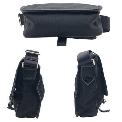 Prada Shoulder Bag Nylon Black Silver Test Triangular Logo