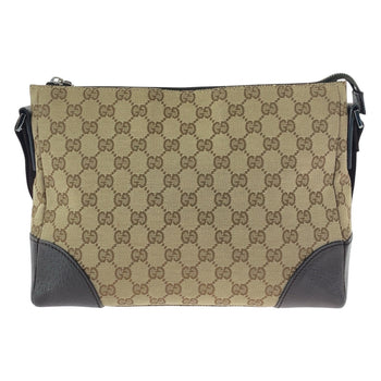 Gucci Shoulder Bag 114273 Gg Canvas, Leather Beige Brown Crossbody Shoulder Bag Women