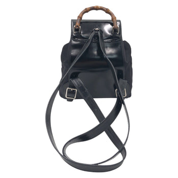 Gucci Backpack 0032852 Nylon Black Silver Bamboo