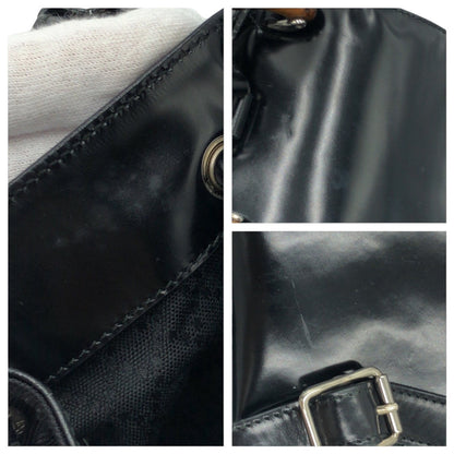 Gucci Backpack 0032852 Nylon Black Silver Bamboo
