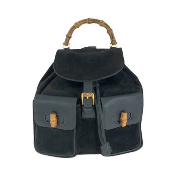 Gucci Backpack 003 58 0016 Suede Black Brown Backpack Backpack Bamboo Old Gucci Women