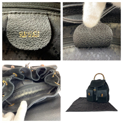 Gucci Backpack 003 58 0016 Suede Black Brown Backpack Backpack Bamboo Old Gucci Women
