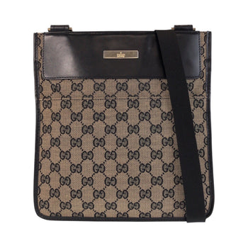 Gucci Shoulder Bag 019 0348 Gg Canvas, Leather Beige Black Shoulder Bag Pochette Women