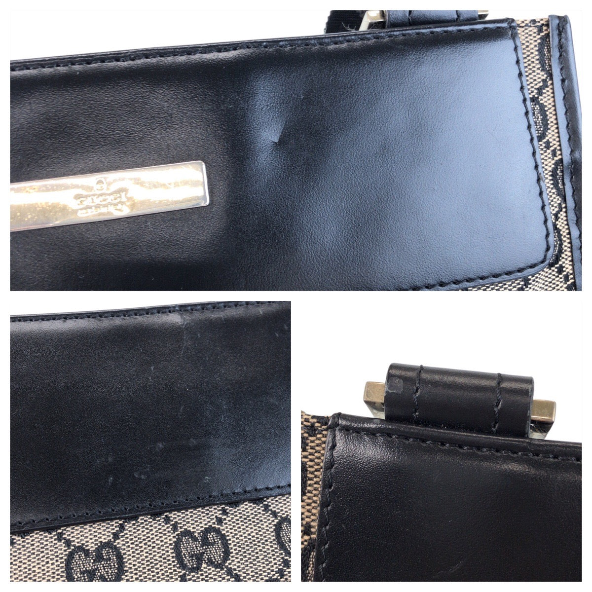 Gucci Shoulder Bag 019 0348 Gg Canvas, Leather Beige Black Shoulder Bag Pochette Women