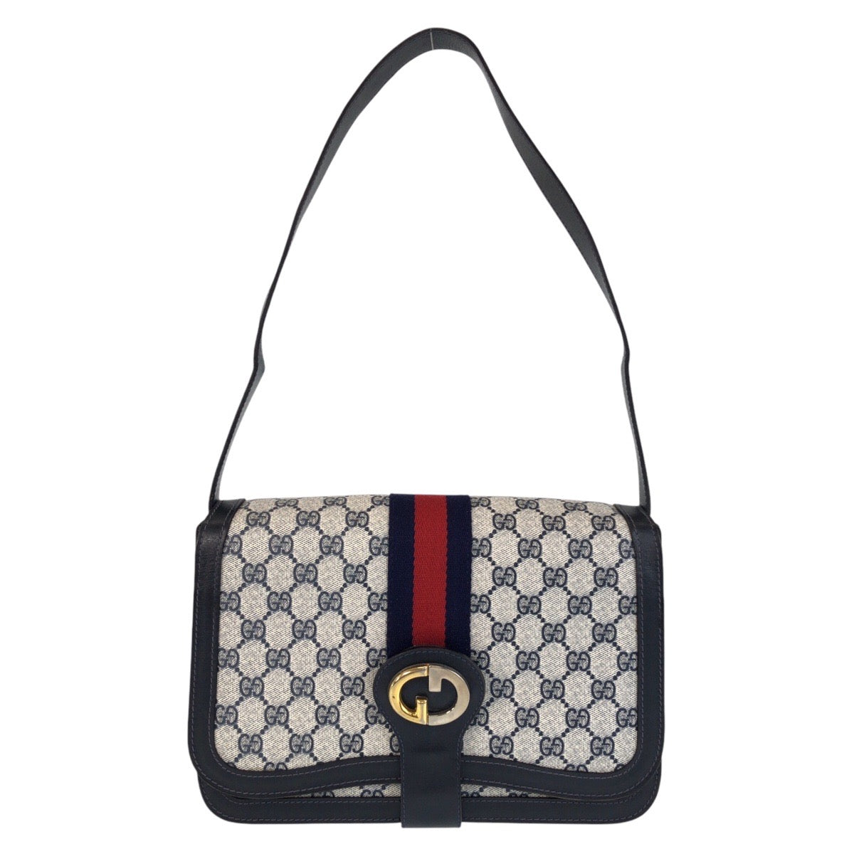 Gucci Shoulder Bag Gg Supreme Canvas, Leather Gray Navy Sherry Line Old Gucci Women