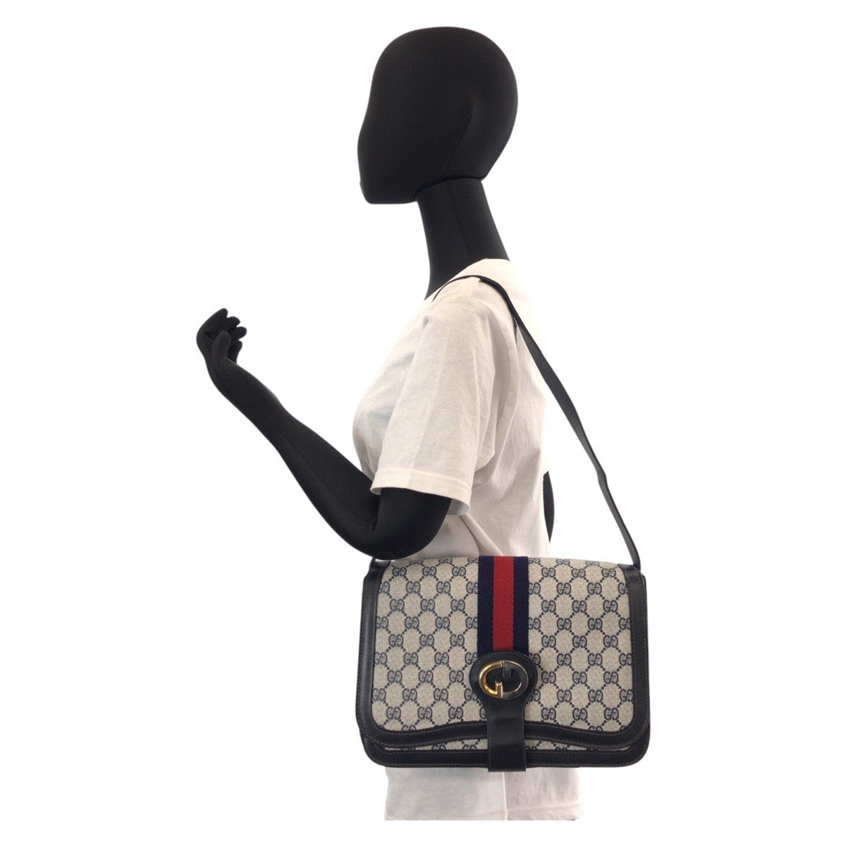 Gucci Shoulder Bag Gg Supreme Canvas, Leather Gray Navy Sherry Line Old Gucci Women