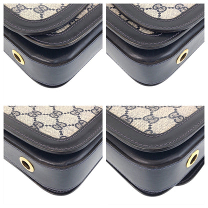Gucci Shoulder Bag Gg Supreme Canvas, Leather Gray Navy Sherry Line Old Gucci Women