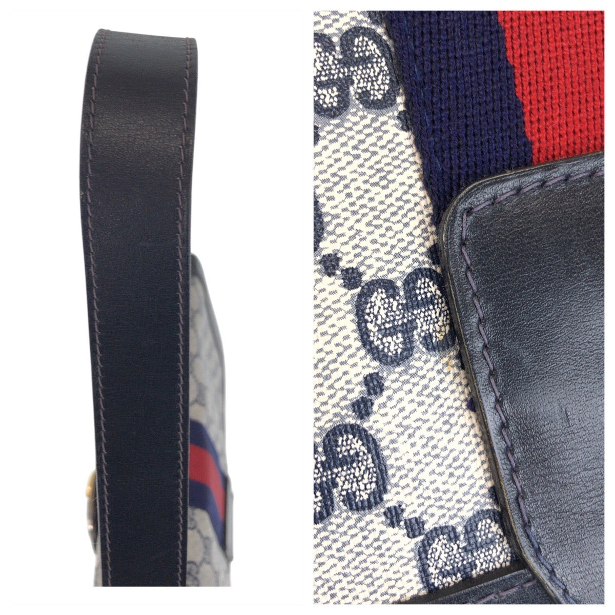 Gucci Shoulder Bag Gg Supreme Canvas, Leather Gray Navy Sherry Line Old Gucci Women