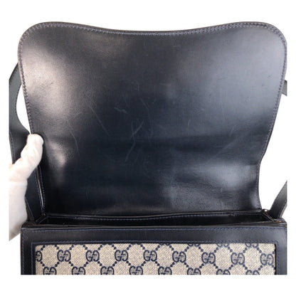 Gucci Shoulder Bag Gg Supreme Canvas, Leather Gray Navy Sherry Line Old Gucci Women