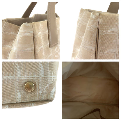 Chanel Tote Bag Canvas, Leather Beige Tote Bag Shoulder Bag New Travel Line Women