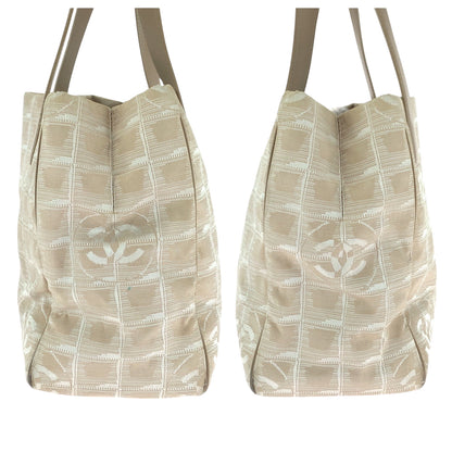 Chanel Tote Bag Canvas, Leather Beige Tote Bag Shoulder Bag New Travel Line Women