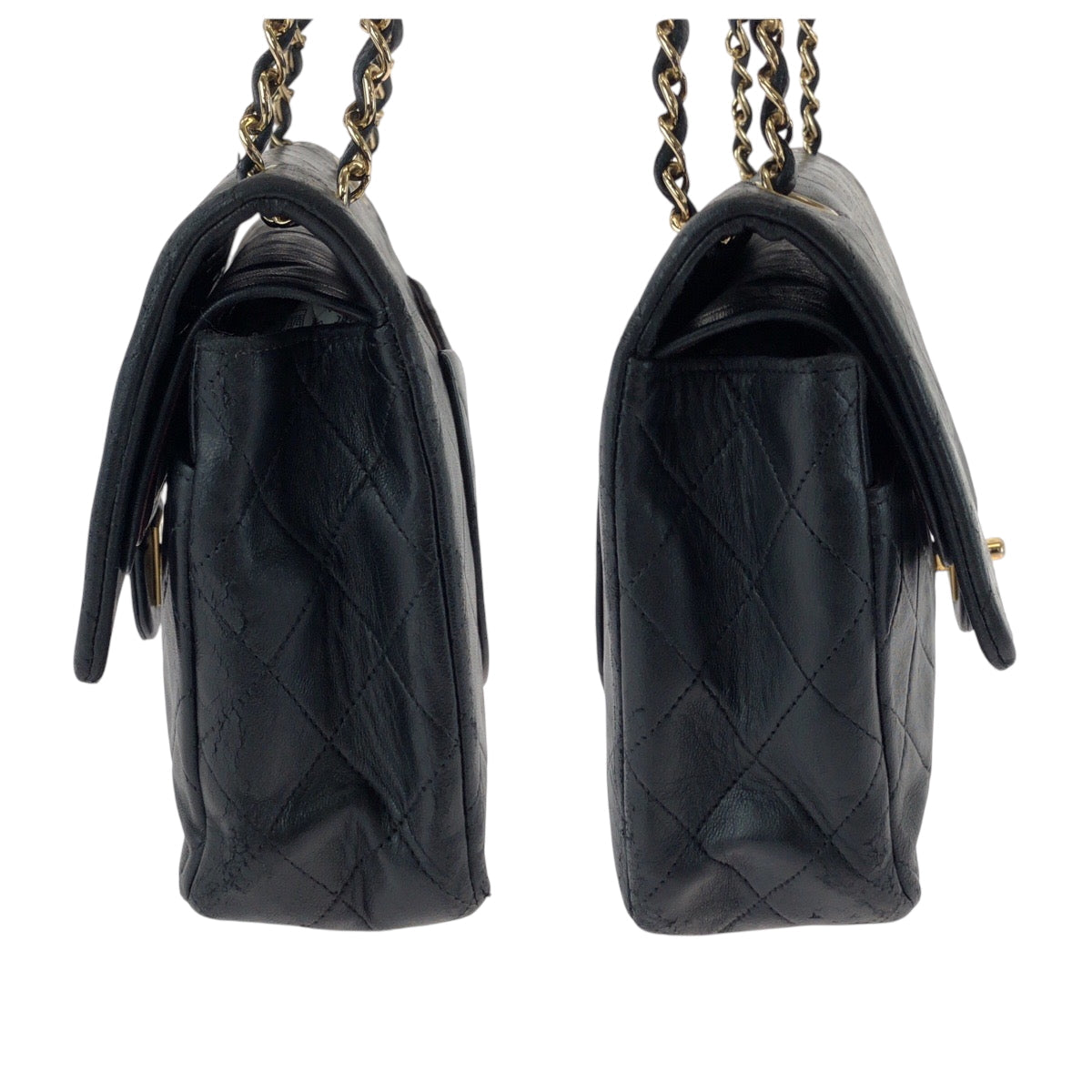 Chanel Shoulder Bag Lambskin Black Goldmetal Chainshoulder Bag Mattasse Double Flap Coco Mark