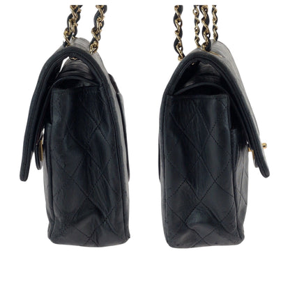 Chanel Shoulder Bag Lambskin Black Goldmetal Chainshoulder Bag Mattasse Double Flap Coco Mark