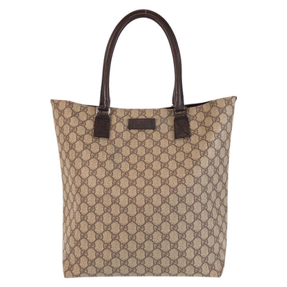 Gucci Tote Bag 131220 Gg Supreme Canvas, Leather Beige Brown Tote Bag Shoulder Bag Women