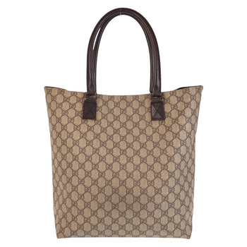 Gucci Tote Bag 131220 Gg Supreme Canvas, Leather Beige Brown Tote Bag Shoulder Bag Women
