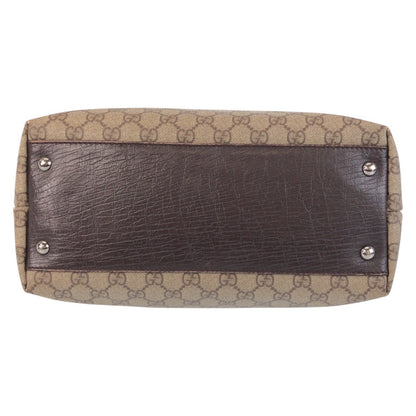 Gucci Tote Bag 131220 Gg Supreme Canvas, Leather Beige Brown Tote Bag Shoulder Bag Women