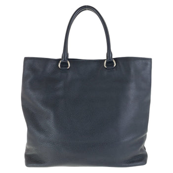 Prada Tote Bag Leather Black Silvermetal Tote Bag Shoulder Bag 2Way Vittero Dyno Triangle With Logo