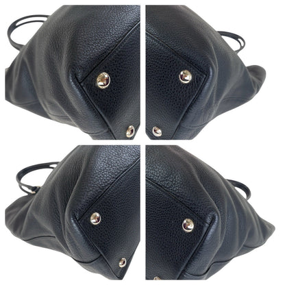 Prada Tote Bag Leather Black Silvermetal Tote Bag Shoulder Bag 2Way Vittero Dyno Triangle With Logo