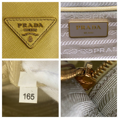 Prada Handbag Leather Yellow Gold Metal Handbag Shoulder Bag 2Way Safiano Women